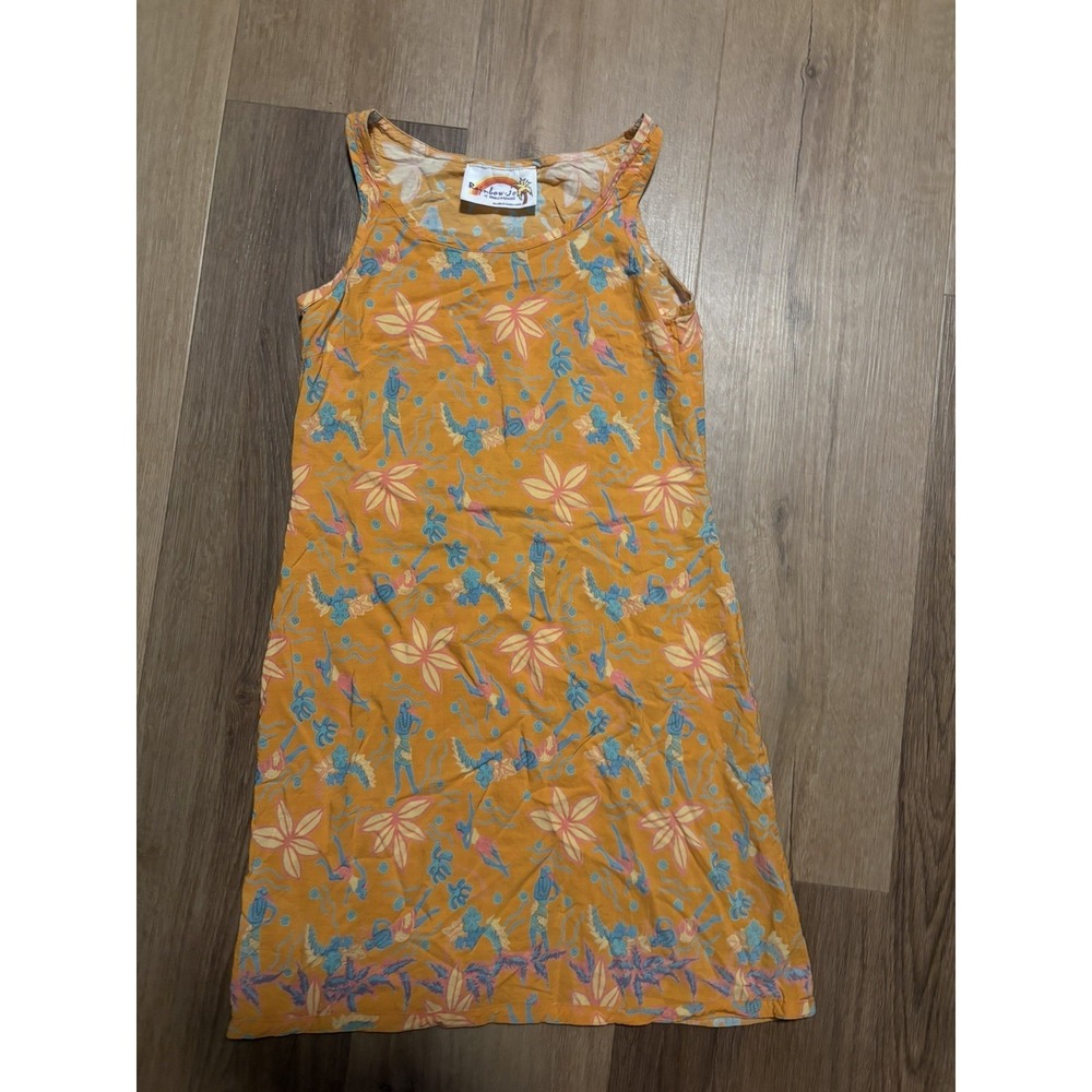 Vintage Rainbow Jo Maui Hawaii Midi Small Dress Rayon Sleeveless Tropical Womens - Picture 6 of 7